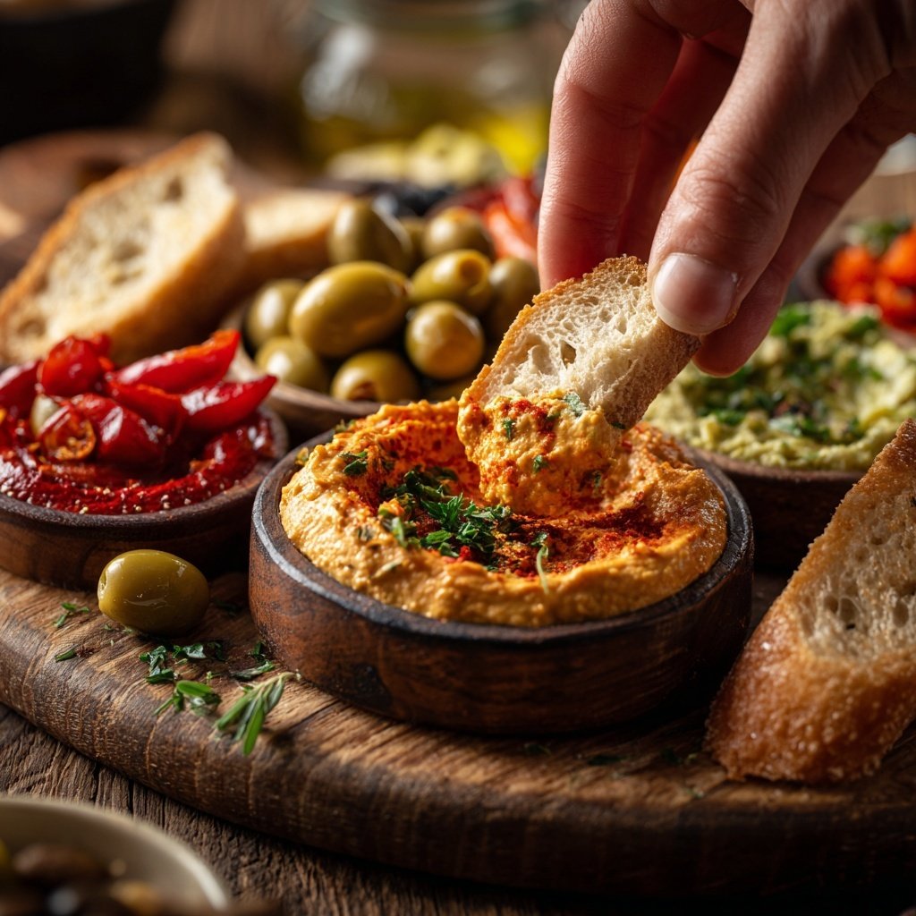 Silvester Tapas Platte mit Dips
