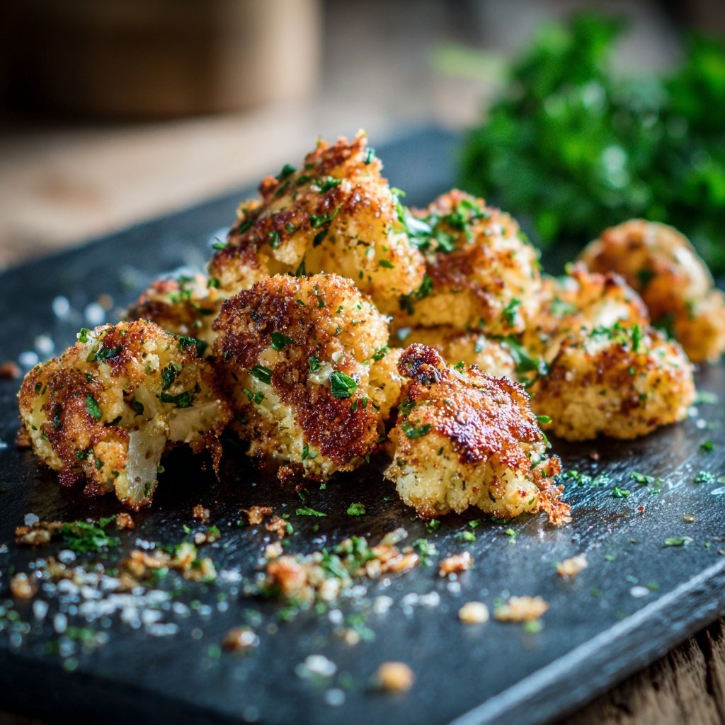 Knoblauch Parmesan Blumenkohl Bisse