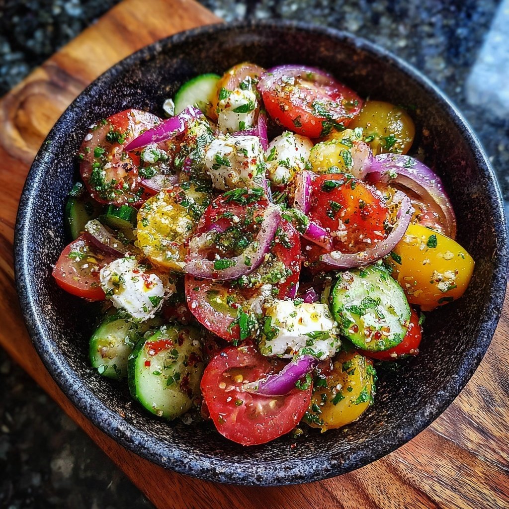 Einfacher Gurken-Tomaten-Feta-Salat