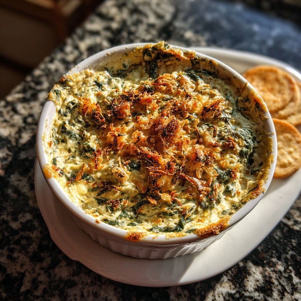 Spinat Artischocken Dip mit Semmelbröseln