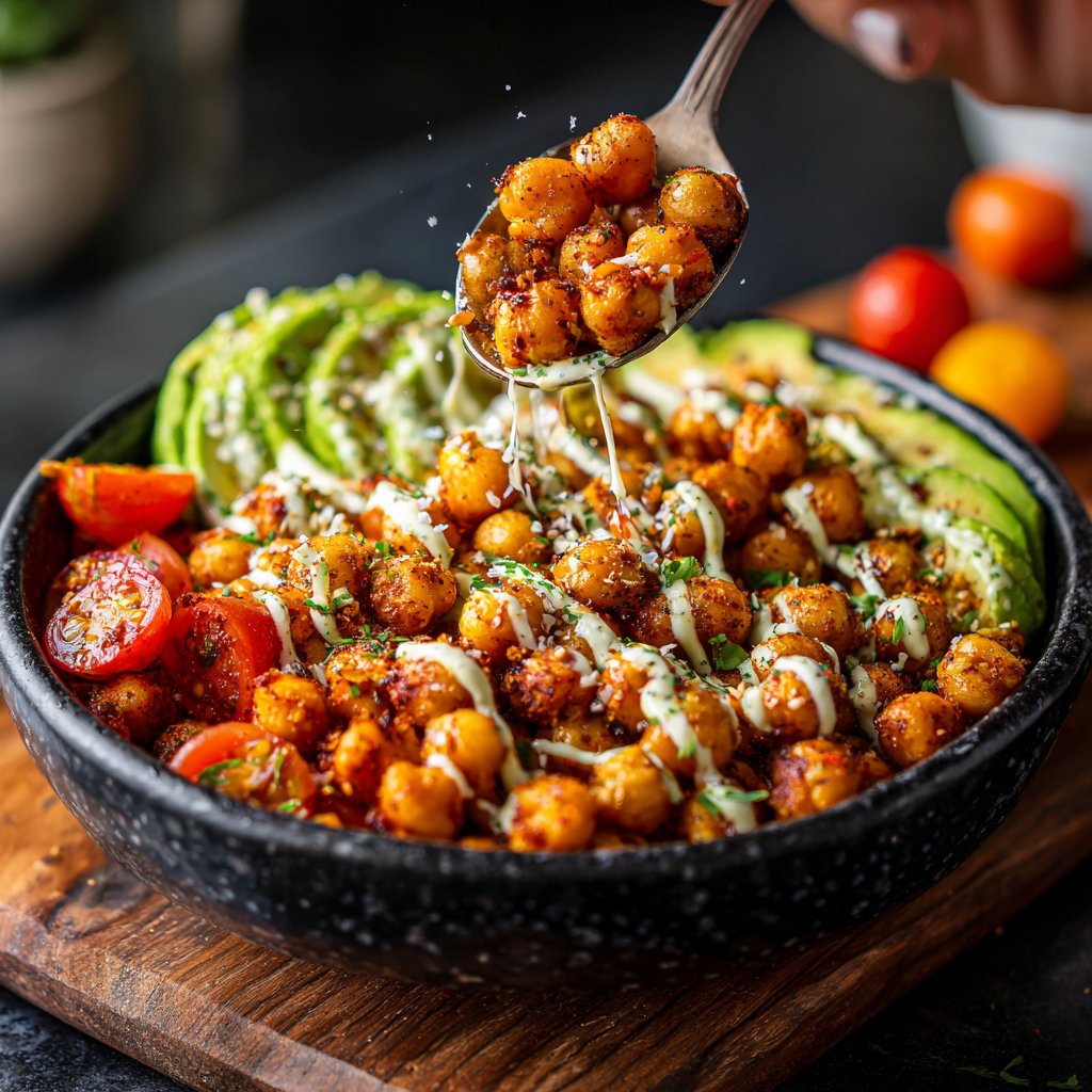 Aromatische geröstete Kichererbsen-Bowls