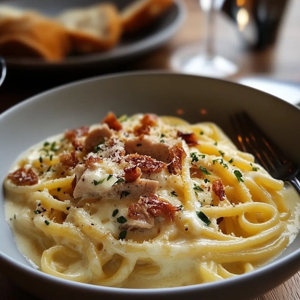 Knuspriges Hähnchen mit cremiger Pasta
