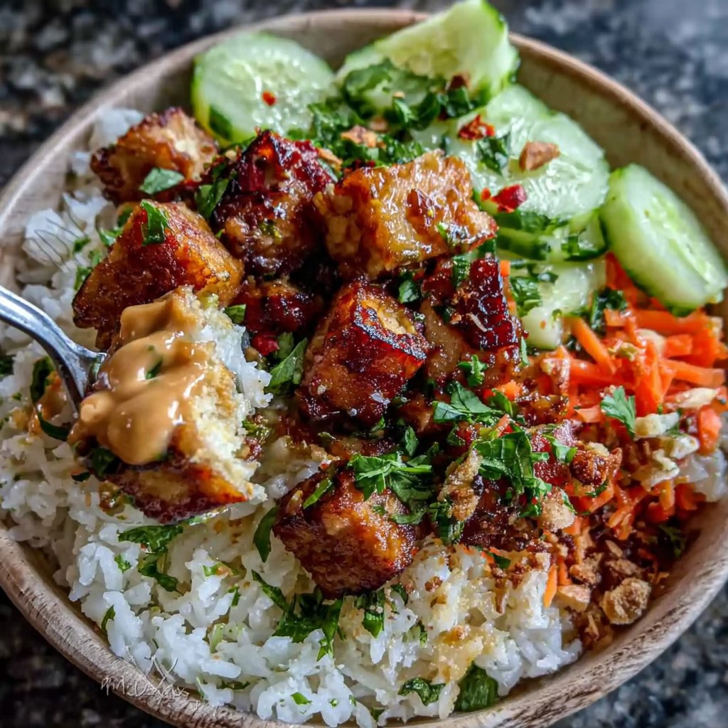 Tempeh Satay Reis Bowl