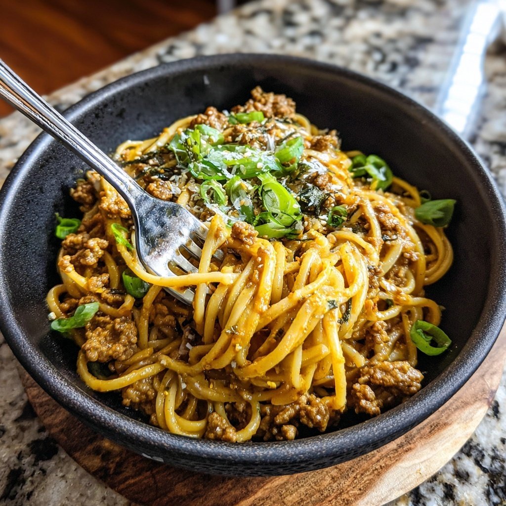 Würzige Dan Dan Nudeln Schweinefleisch