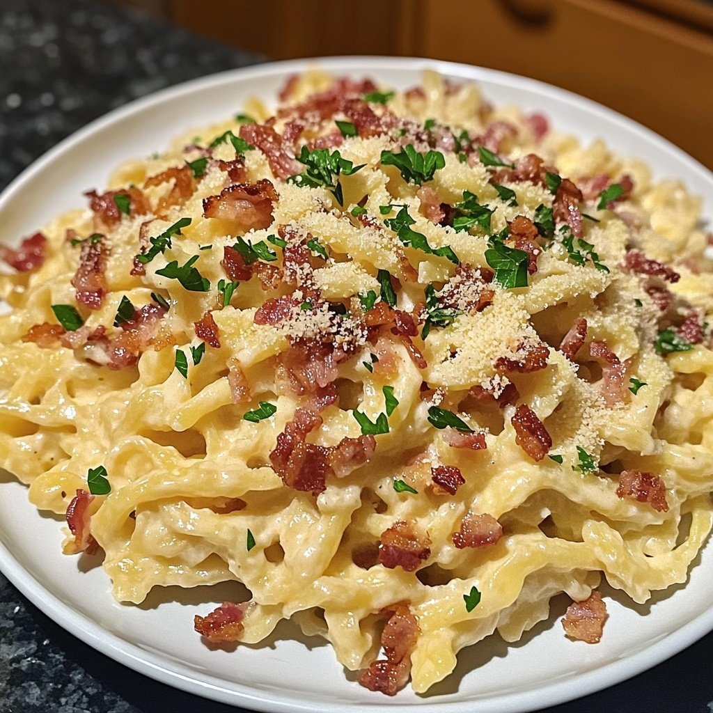 Spätzle-Carbonara mit Speck