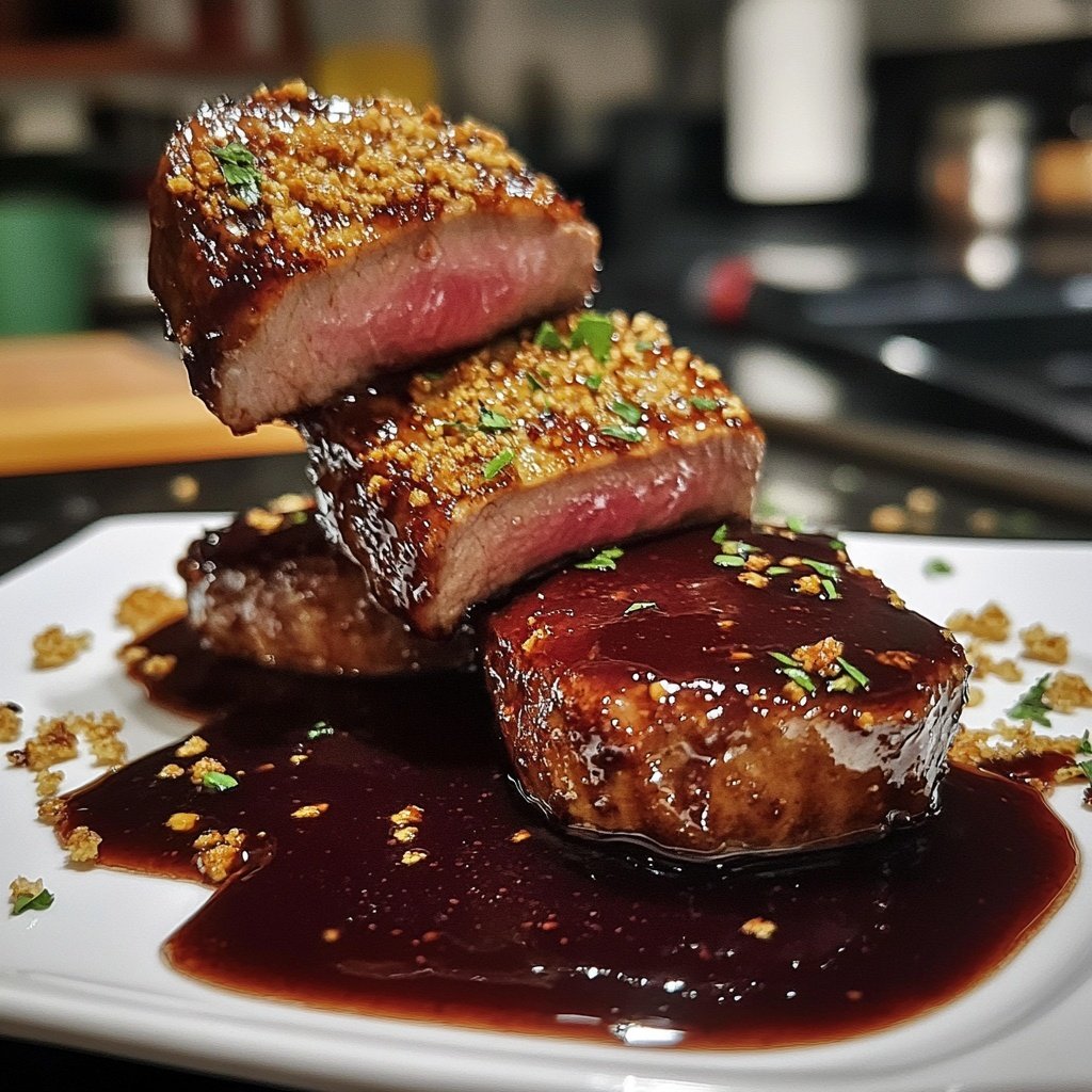 Hirschmedaillons mit Rotweinsauce