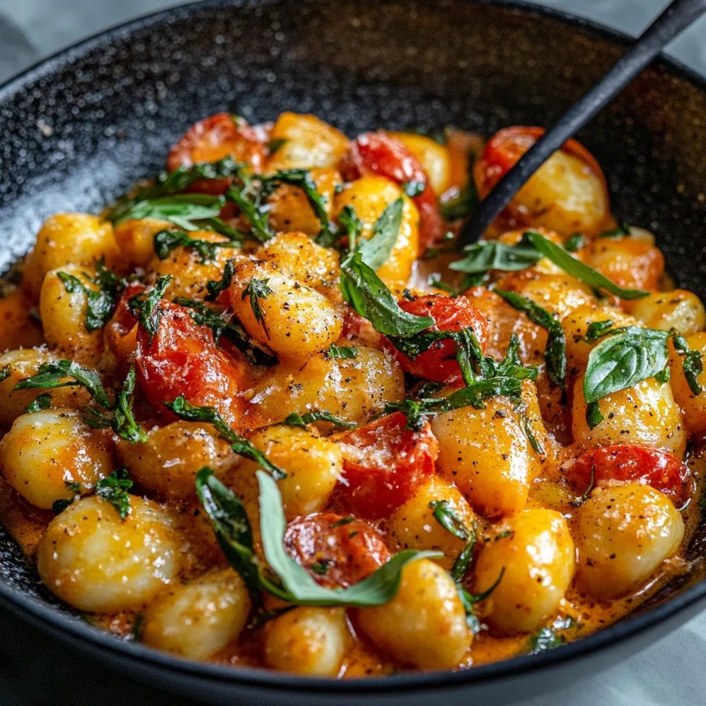 Cremige Gnocchi mit gerösteten Tomaten
