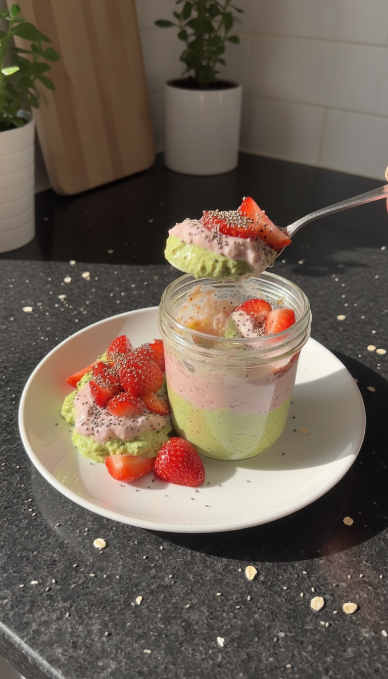 Matcha Erdbeer Overnight Oats​