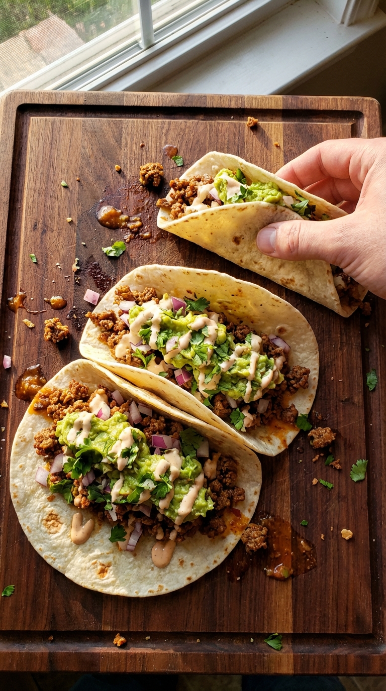 Hackfleisch Guacamole Tacos