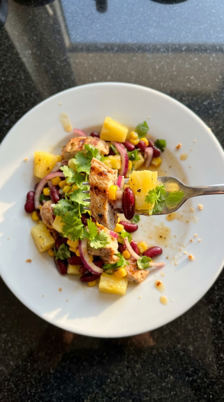 Ananas Hähnchen Bohnen Salat