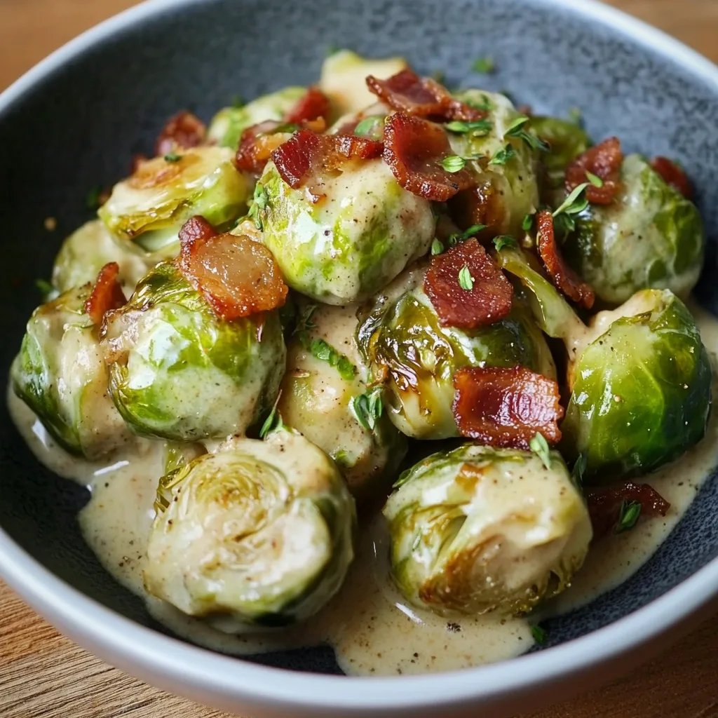 Rahm-Rosenkohl mit Speck und cremiger Soße