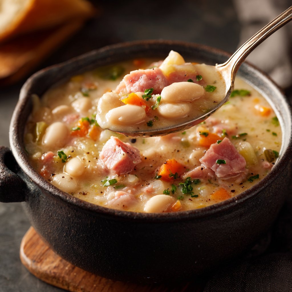 Cremige Weiße-Bohnen-und-Schinken-Suppe