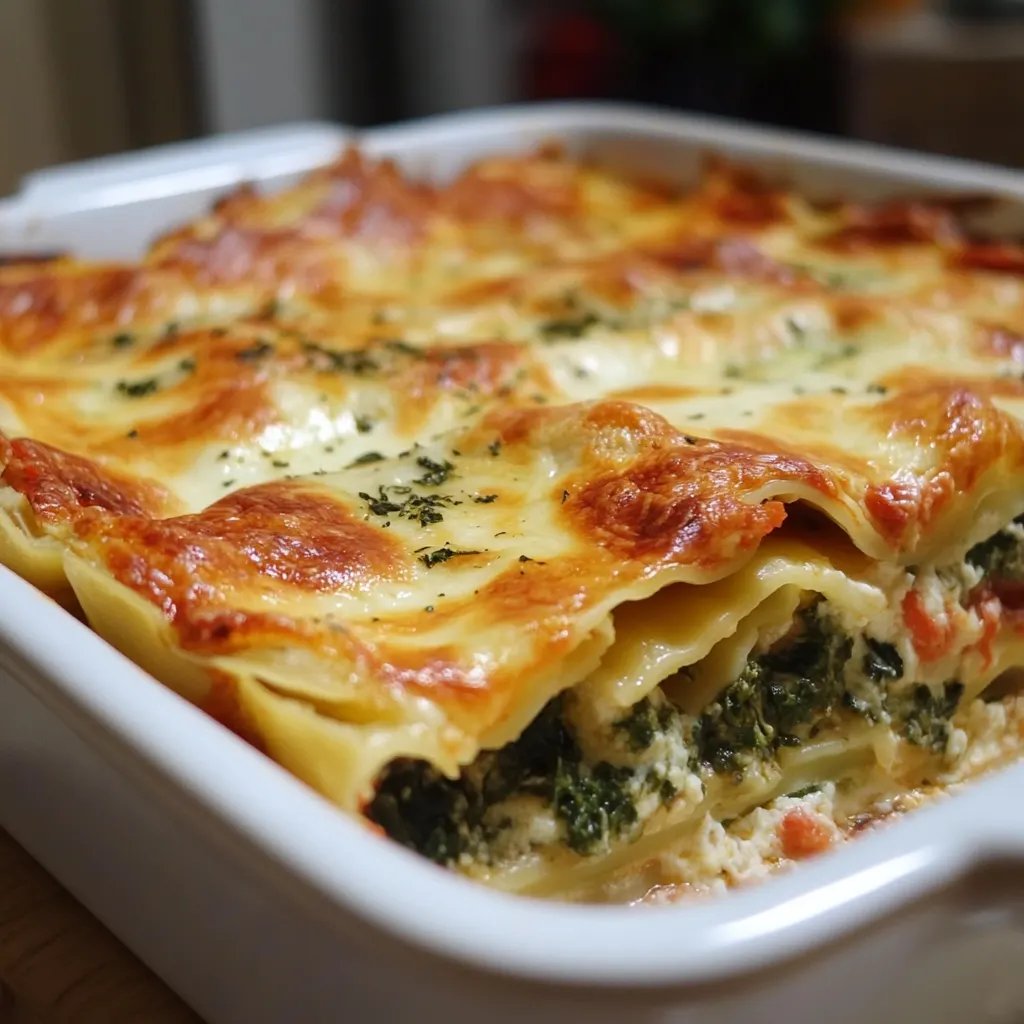 Spinatlasagne mit Feta und Tomaten