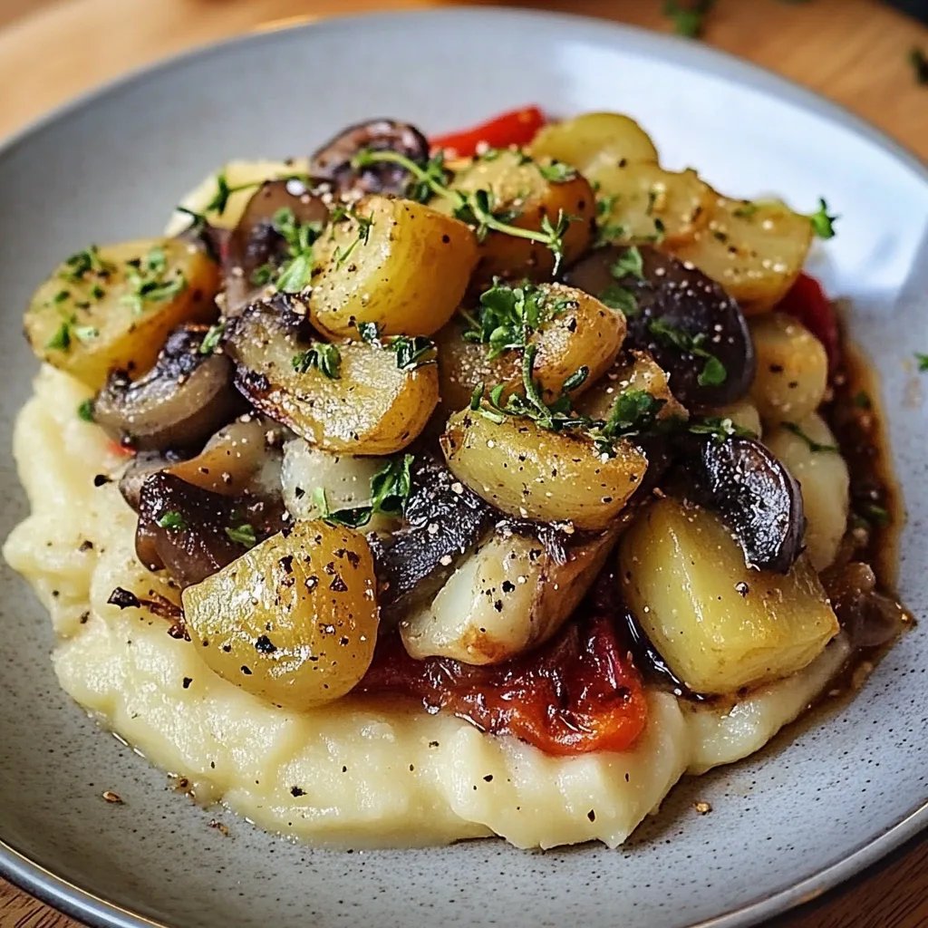 Pilzpfanne mit Rosenkohl & Kartoffelpüree