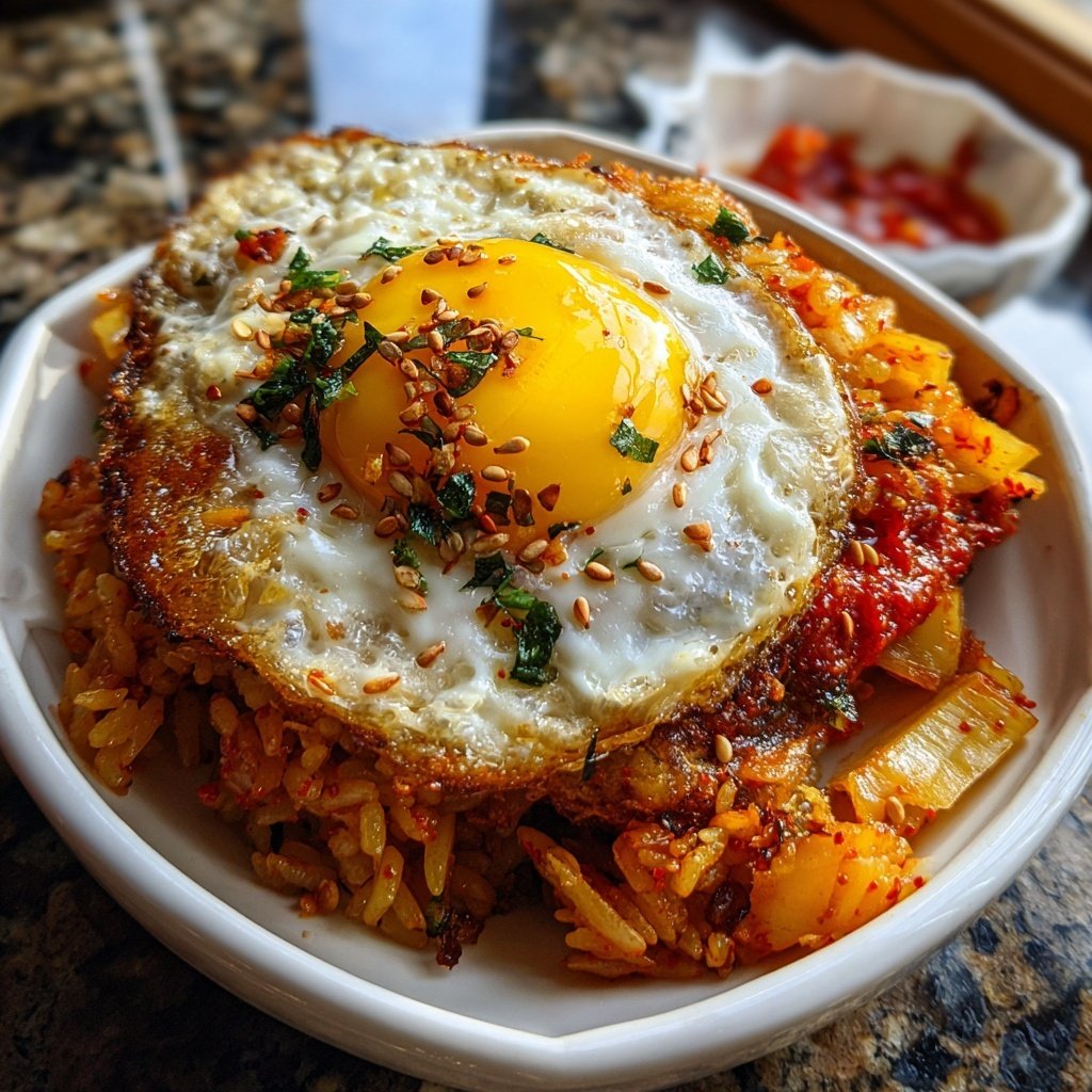 Kimchi Gebratener Reis mit knuspriger Ei
