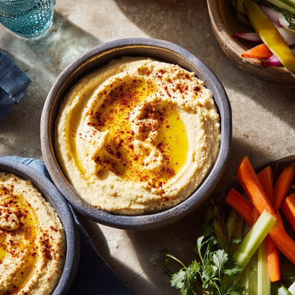 Geroesteter Knoblauch Hummus Schalen