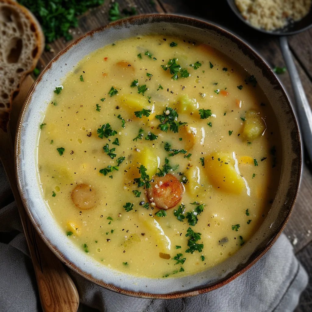 Einfacher Kartoffelsuppe mit Wienern