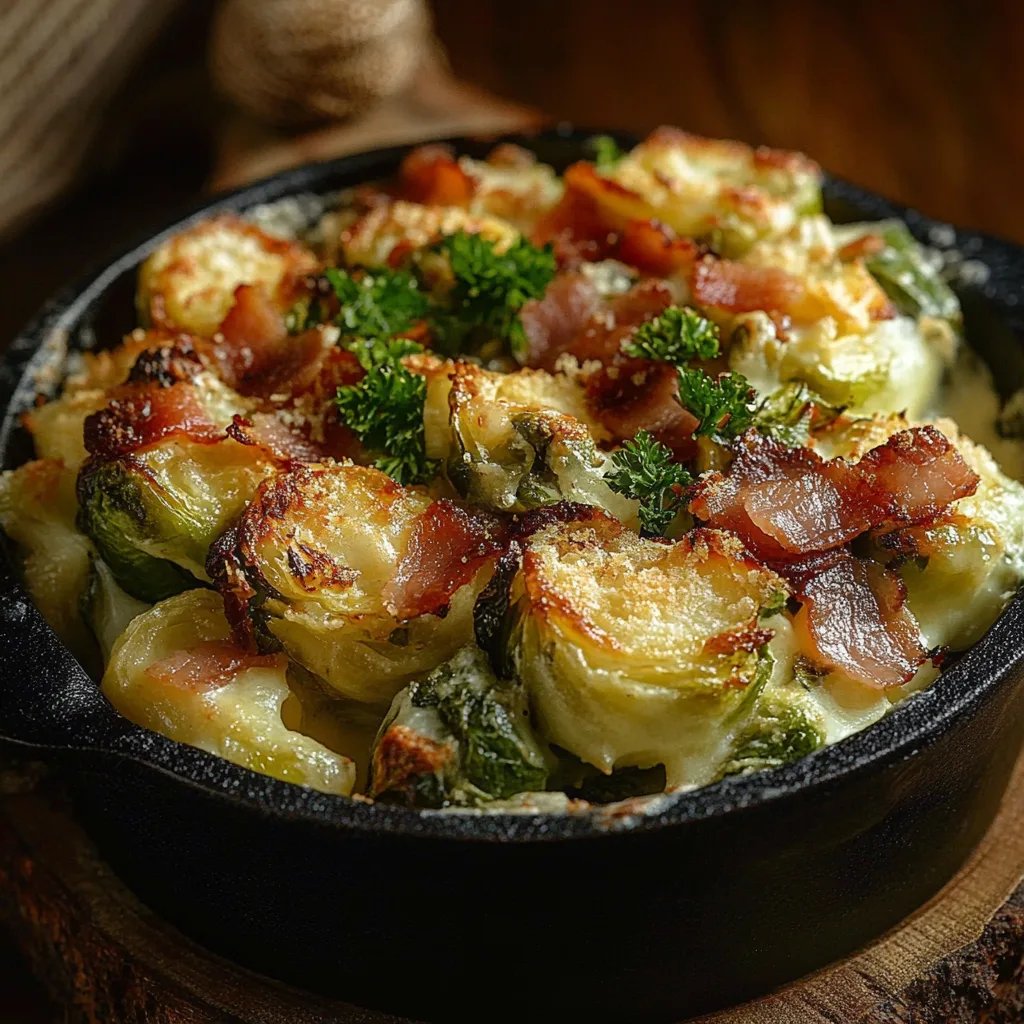 Süßer Ahorn-Bacon Auflauf für Rosenkohl-Fans