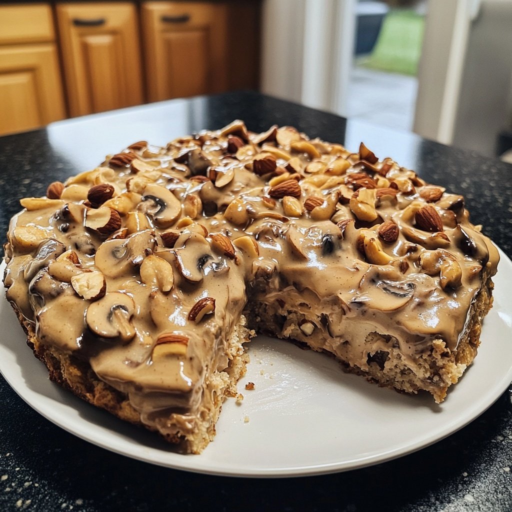 Vegetarischer Nussbraten mit Pilzrahmsauce