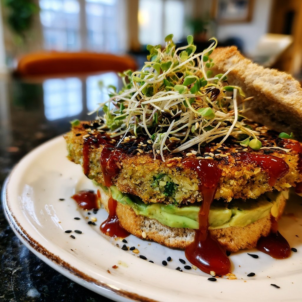 Seetang Kelp Burger mit Avocado